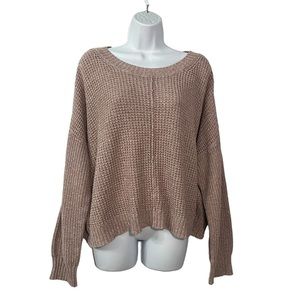 Sanctuary sweater L Large Pullover Open waffle knit Pink blush Crew neck Womens